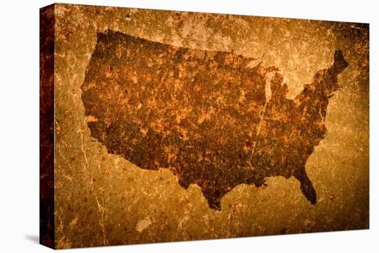 Old Grunge Map Of United States Of America-f9photos-Stretched Canvas