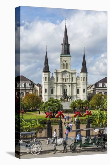 Old Horse Carts in Front of Jackson Square and the St. Louis Cathedral, New Orleans, Louisiana-Michael Runkel-Premier Image Canvas