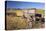 Old Horse-Drawn Wagons with the Rocky Mountains in the Background, Alberta, Canada-Miles Ertman-Premier Image Canvas