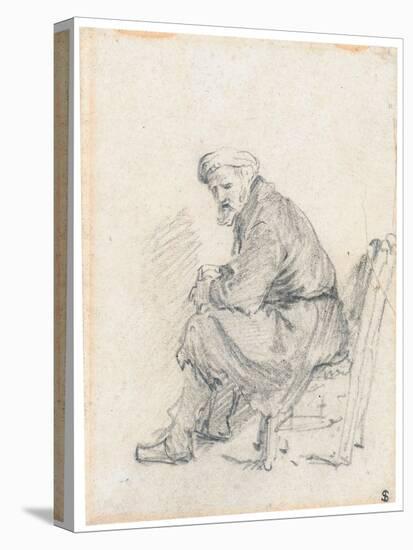 Old Man in a Turban, Seated in Profile, Turning to the Left (Chalk and Graphite on Paper)-Rembrandt van Rijn-Premier Image Canvas