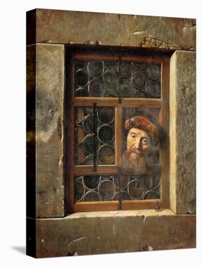 Old Man in the Window - Samuel Dirksz Van Hoogstraten (1627-1678). Oil on Canvas, 1653. Dimension :-Samuel van Hoogstraten-Premier Image Canvas