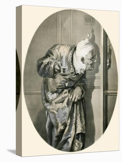 Old Man Spying Through Keyhole. from Illustrierte Sittengeschichte Vom Mittelalter Bis Zur Gegenwar-null-Premier Image Canvas