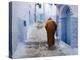 Old Man Walking in a Typical Street in Chefchaouen, Rif Mountains Region, Morocco-Levy Yadid-Premier Image Canvas