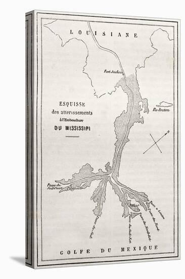 Old Map Of Alluvial Deposits At Missisipi Estuary-marzolino-Stretched Canvas