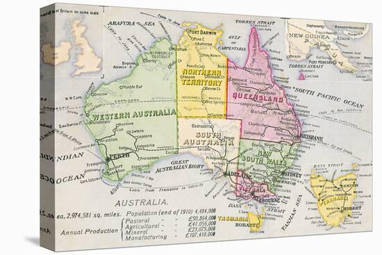 Old Map of Australia-null-Stretched Canvas