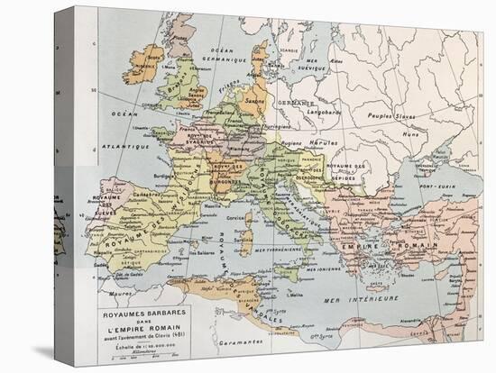 Old Map Of Barbarian Kingdoms Before Clovis I-marzolino-Stretched Canvas