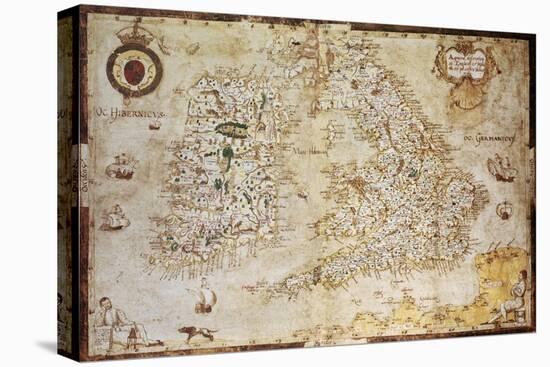 Old Map Of British Islands. Created By Laurence Nowell, Published In England, 1564-marzolino-Stretched Canvas