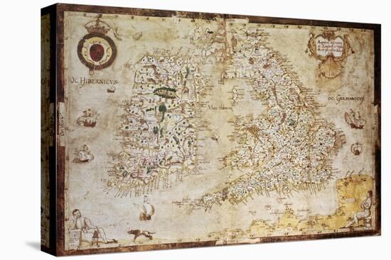 Old Map Of British Islands. Created By Laurence Nowell, Published In England, 1564-marzolino-Stretched Canvas