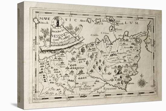 Old Map Of Capuchins Province Of Messina, Sicily. The Map May Be Dated To The 17Th C-marzolino-Stretched Canvas