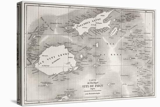 Old Map Of Fiji Islands-marzolino-Stretched Canvas