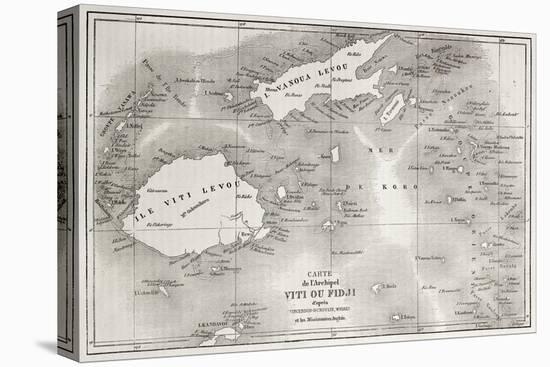 Old Map Of Fiji Islands-marzolino-Stretched Canvas