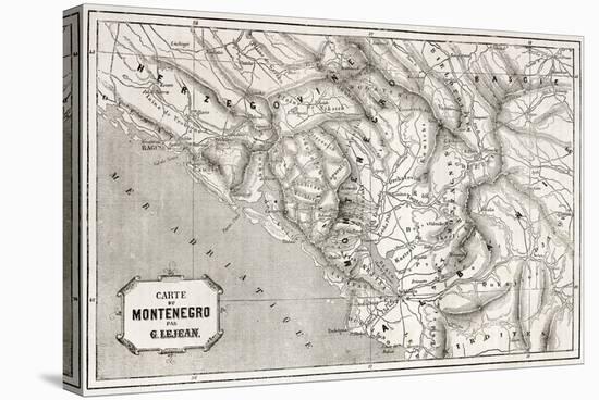 Old Map Of Montenegro. Created By Lejean, Published On Le Tour Du Monde, Paris, 1860-marzolino-Stretched Canvas