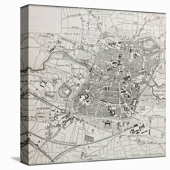 Old Map Of Nuremberg, Germany-marzolino-Stretched Canvas