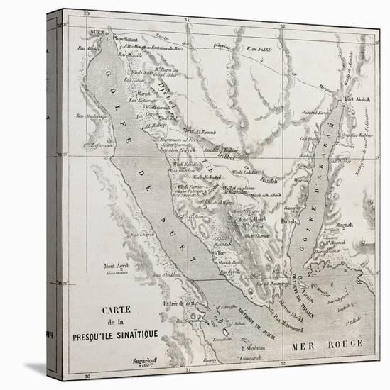 Old Map Of Sinai Peninsula. Created By Erhard, Published On Le Tour Du Monde, Paris, 1864-marzolino-Stretched Canvas