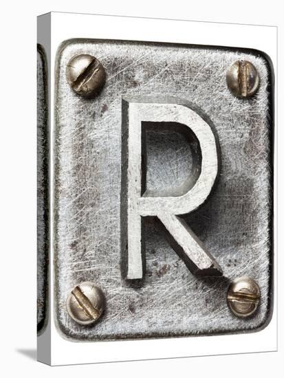 Old Metal Alphabet Letter R-donatas1205-Stretched Canvas