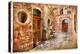 Old Pictorial Greek Streets - Vintage Artistic Series-Maugli-l-Premier Image Canvas