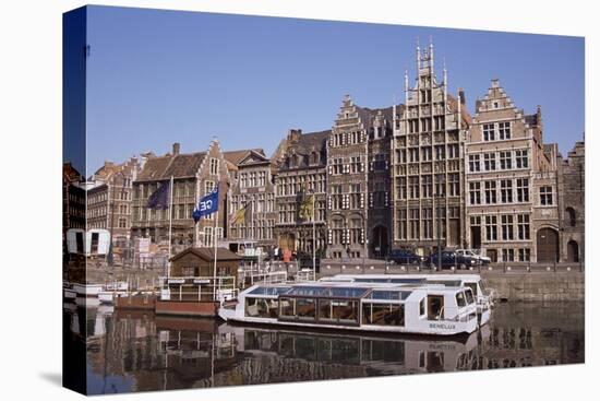 Old Port and Guild Houses on the Graslei, River Lys (Leie) Waterway, Ghent, Belgium, Flanders-Jenny Pate-Premier Image Canvas