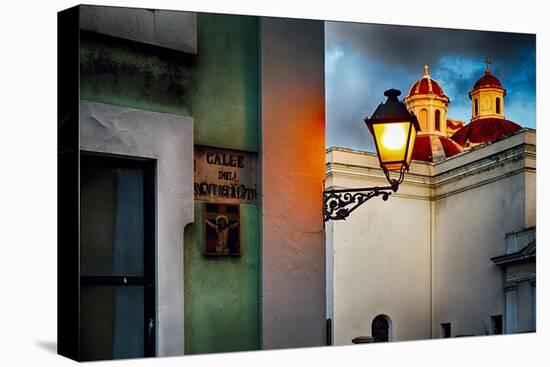 Old San Juan Street Corner With A Cathedral-George Oze-Premier Image Canvas