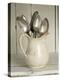 Old Silver Spoon in Light Coloured Ceramic Jug-Ellen Silverman-Premier Image Canvas