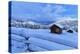 Old snow-covered huts during twilight, Erbe Pass, Funes Valley, Sudtirol (South Tyrol), Dolomites, -Francesco Bergamaschi-Premier Image Canvas