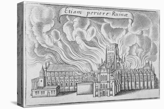 Old St Paul's Cathedral Burning in the Great Fire of London, 1666-Wenceslaus Hollar-Premier Image Canvas