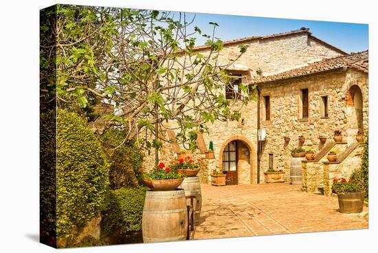 Old Stone Chianti Villa Italy-null-Stretched Canvas