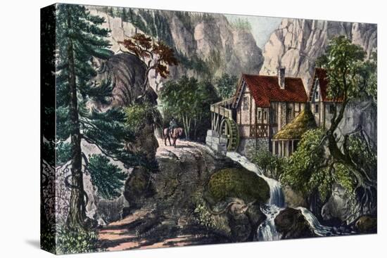 Old Swiss Mill, 1872-Currier & Ives-Premier Image Canvas