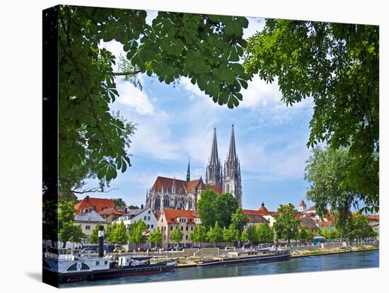 Old Town Skyline with St. Peter's Cathedral and Danube River, Regensburg, Germany-Miva Stock-Premier Image Canvas