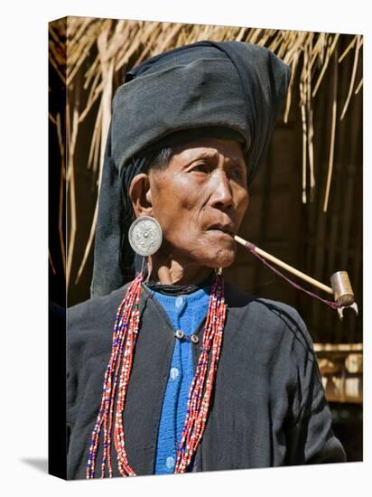 Old Woman of Small Ann Tribe in Traditional Attire Smoking a Pipe, Sittwe, Burma, Myanmar-Nigel Pavitt-Premier Image Canvas