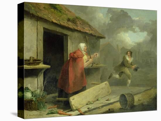 Old Woman Waving a Stick at a Boy, 1793-George Morland-Premier Image Canvas