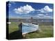Old Wooden Fishing Boat on a Grassy Bank with Lindisfarne Harbour and Lindisfarne Castle, Holy Isla-Lee Frost-Premier Image Canvas