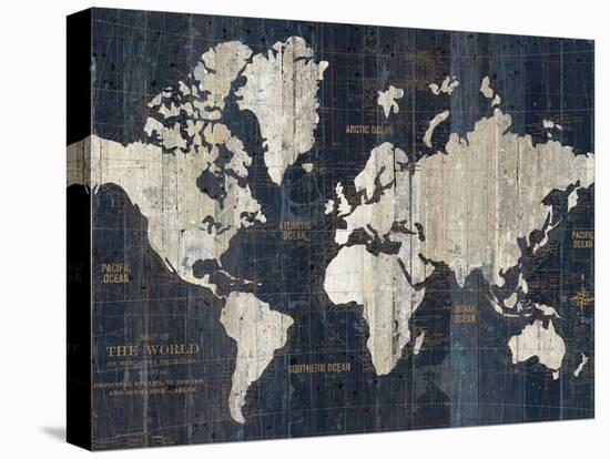 Old World Map Blue Crop-Wild Apple Portfolio-Stretched Canvas