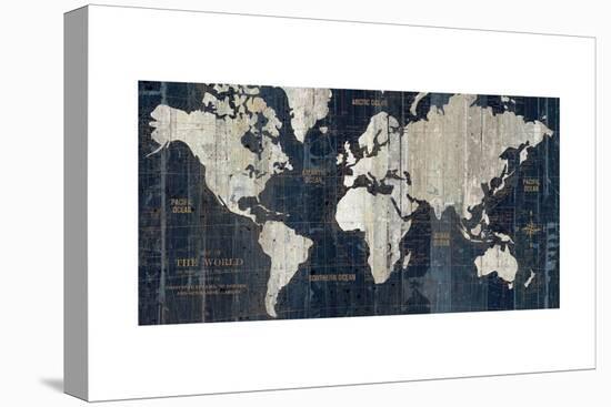 Old World Map Blue-Hugo Wild-Stretched Canvas