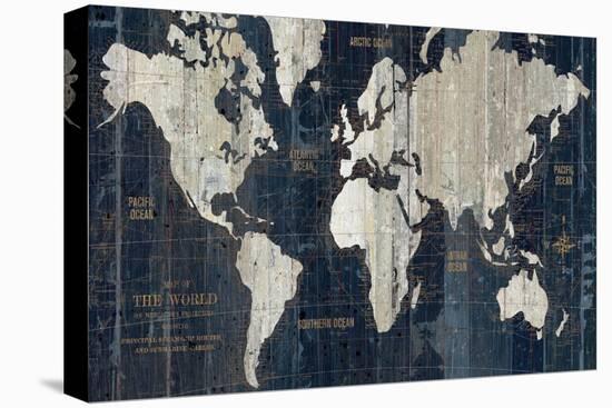 Old World Map Blue-Wild Apple Portfolio-Stretched Canvas