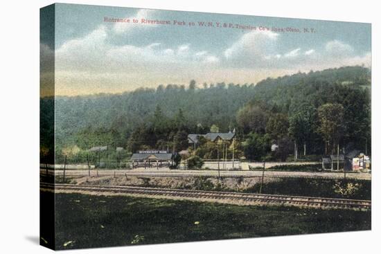 Olean, New York - WNY&P Railroad Lines; Riverhurst Park Entrance Scene-Lantern Press-Stretched Canvas