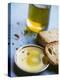 Olive Oil on Plate with Slices of Bread & Olive Oil Bottle-Joerg Lehmann-Premier Image Canvas