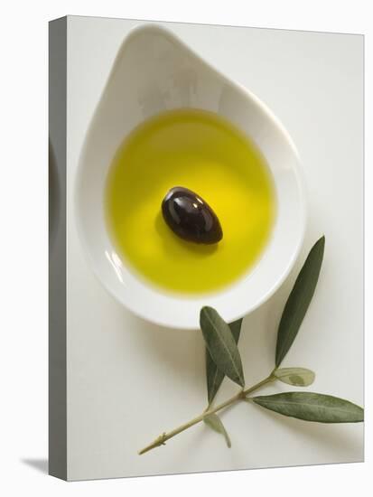 Olive Oil with Olive in Bowl, Olive Branch Beside It-null-Premier Image Canvas