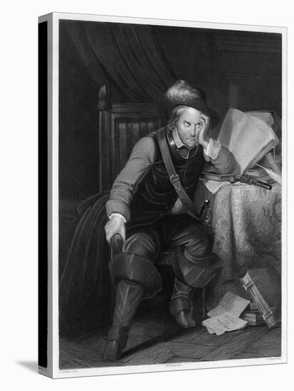 Oliver Cromwell English Soldier and Statesman Sits at a Desk Looking Very Disgruntled-Harry Payne-Stretched Canvas