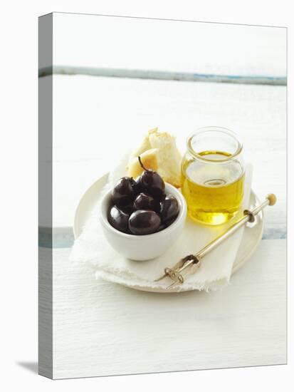 Olives, Olive Oil and White Bread-null-Premier Image Canvas