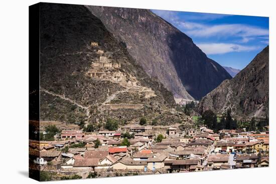 Ollantaytambo with Pinkullyuna Inca Storehouses in the Mountains Above, Near Cusco, Peru-Matthew Williams-Ellis-Premier Image Canvas