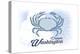 Olympia, Washington - Crab - Blue - Coastal Icon-Lantern Press-Stretched Canvas