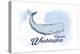 Olympia, Washington - Whale - Blue - Coastal Icon-Lantern Press-Stretched Canvas