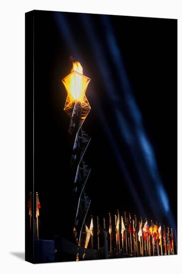 Olympic torch at night during the 2002 Winter Olympics, Salt Lake City, UT-null-Premier Image Canvas