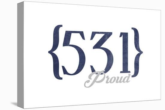 Omaha, Nebraska - 531 Area Code (Blue)-Lantern Press-Stretched Canvas