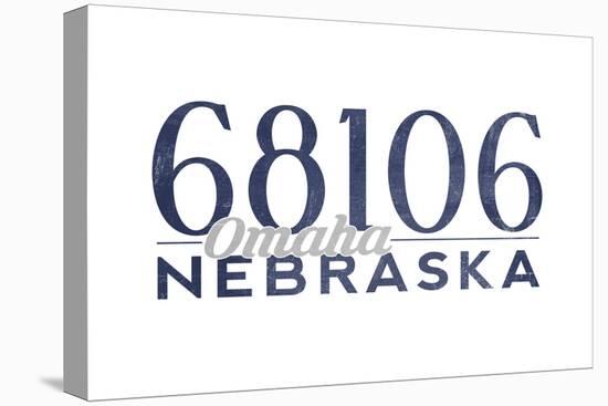 Omaha, Nebraska - 68106 Zip Code (Blue)-Lantern Press-Stretched Canvas