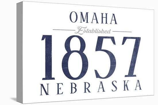 Omaha, Nebraska - Established Date (Blue)-Lantern Press-Stretched Canvas