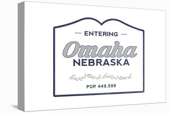 Omaha, Nebraska - Now Entering (Blue)-Lantern Press-Stretched Canvas