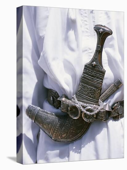 Omani Men Wear Traditional Long White Robes, Ceremonial Khanjar on Al Jabal Al Akhdar-John Warburton-lee-Premier Image Canvas