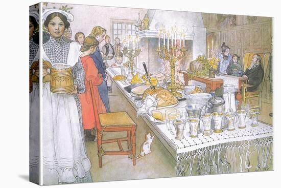 On Christmas Eve, the Huge Long Table in the Big Hall Is Absolutely Covered with the Food-Carl Larsson-Premier Image Canvas