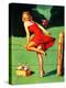 On De-Fence Pin-Up 1940S-Gil Elvgren-Stretched Canvas